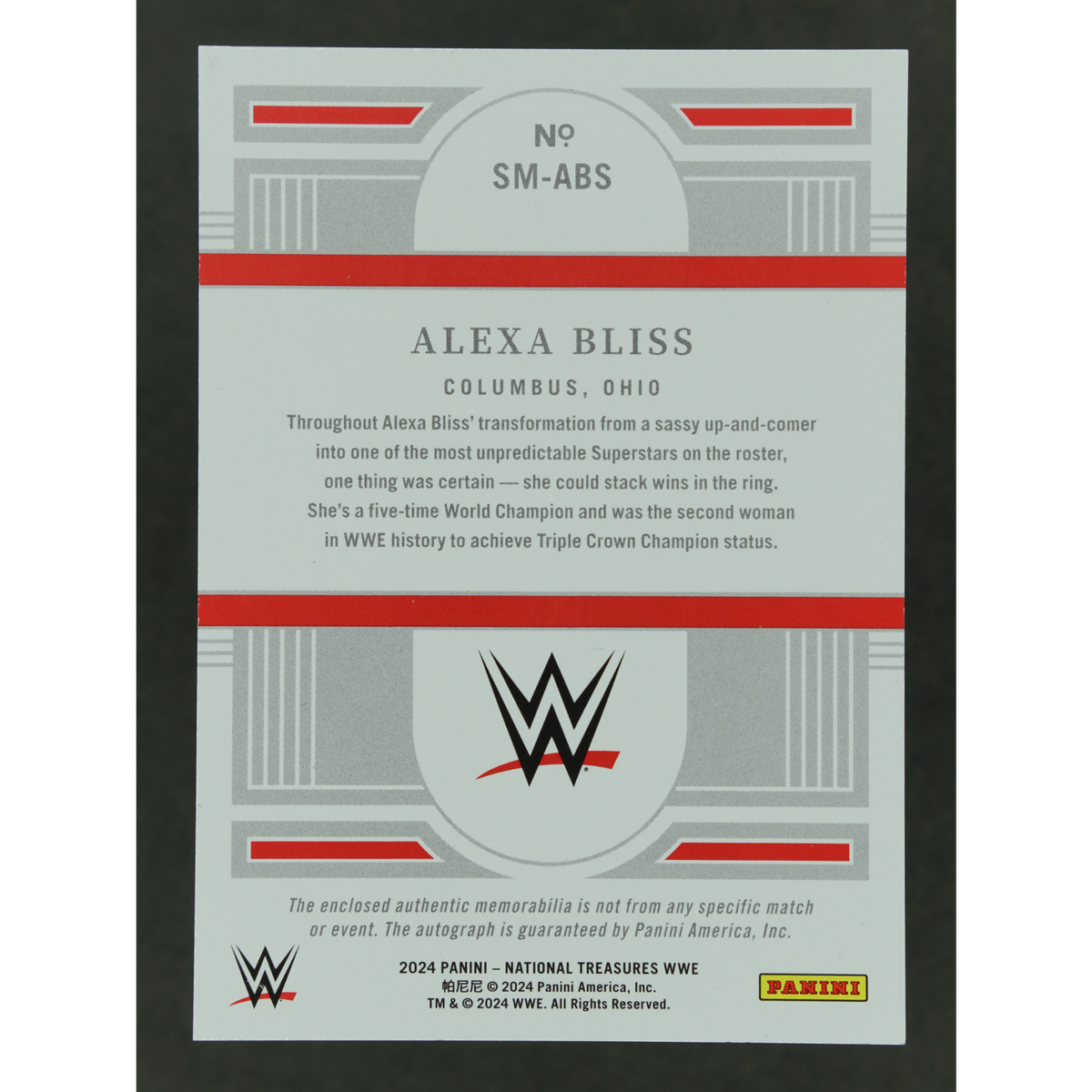Alexa Bliss 2024 National Treasures Memorabilia Auto 2/10 #SM-ABS