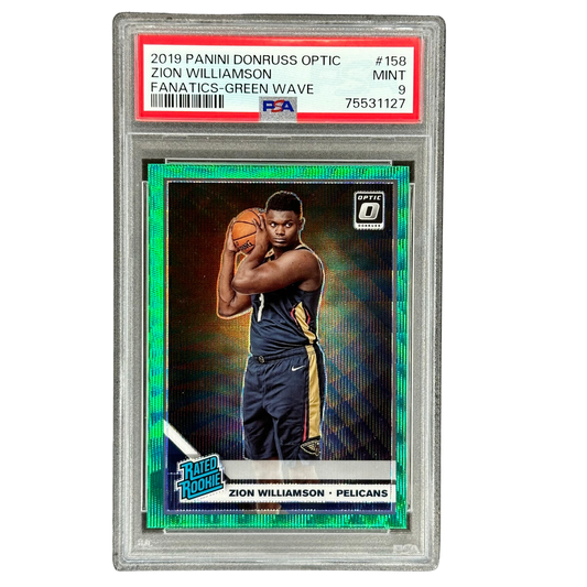 Zion Williamson 2019 Optic Fanatics Green Wave RC Rookie Card PSA 9 #158