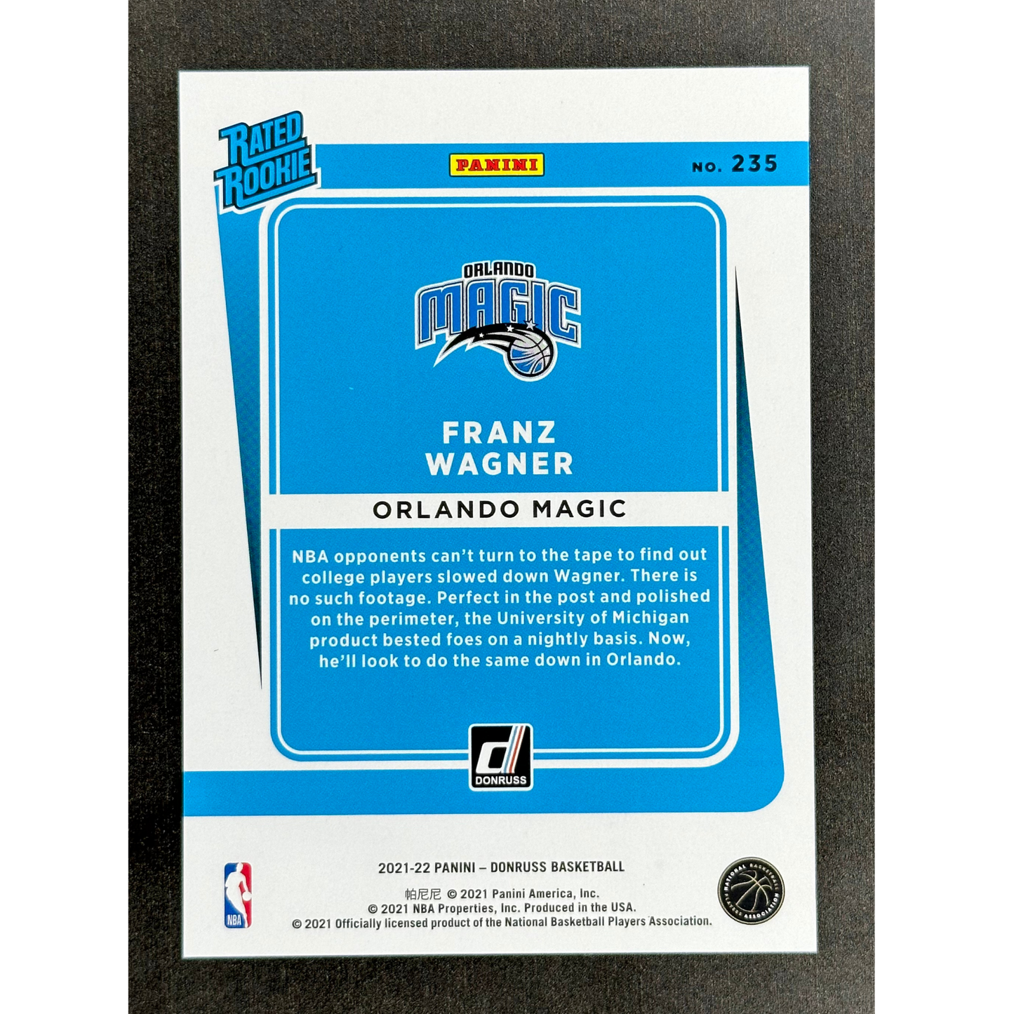 Franz Wagner 2021 Donruss Holo Red Laser 86/99 RC #235