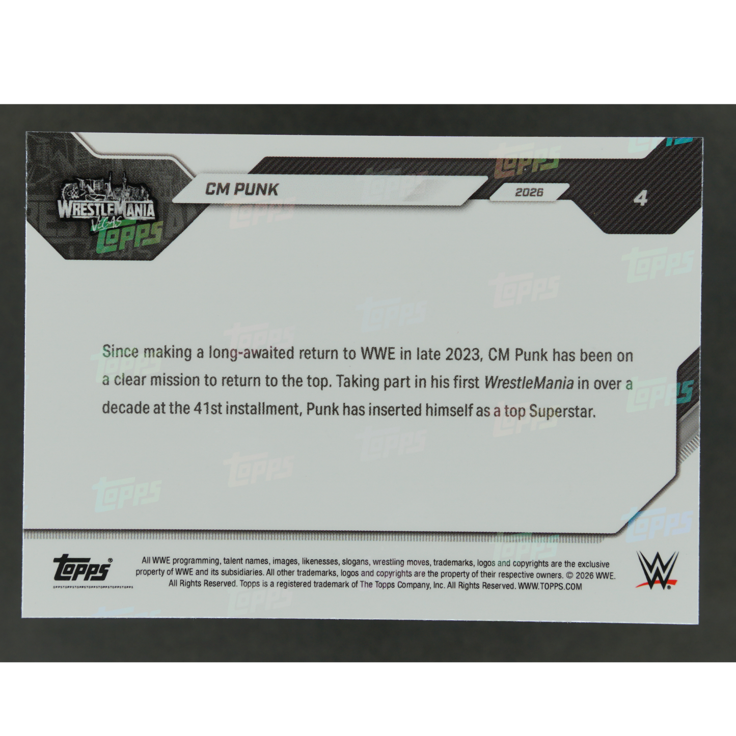 CM Punk 2026 Topps Now Wrestlemania Vegas #4