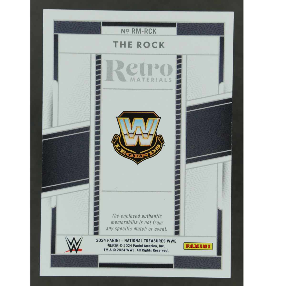The Rock 2024 National Treasures Retro Materials Memorabilia 19/99 #RM-RCK