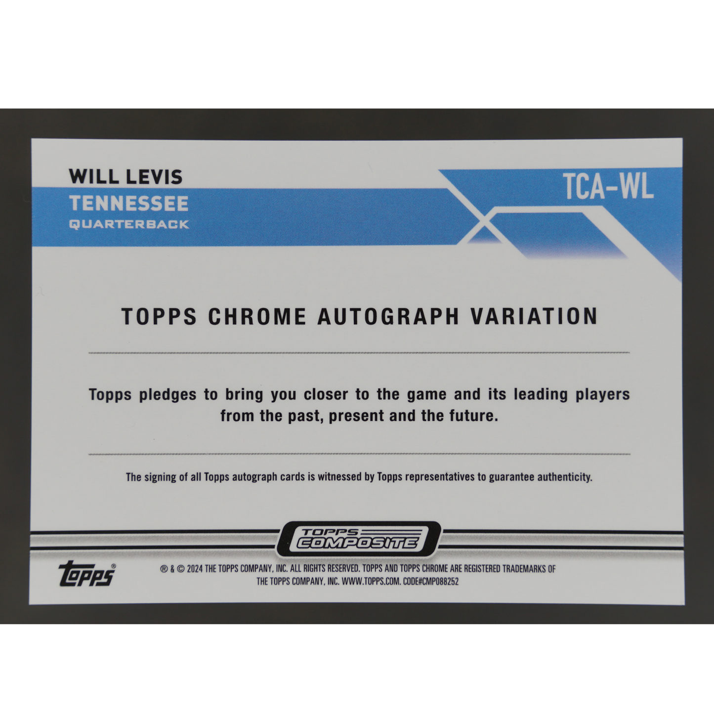 Will Levis 2024 Chrome RC Auto #TCA-WL