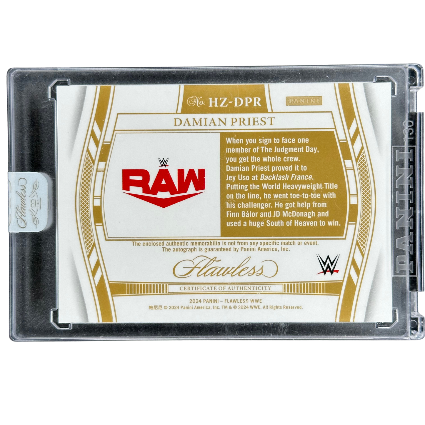 Damian Priest 2024 Flawless Memorabilia Auto 2/3 #HZ-DPR