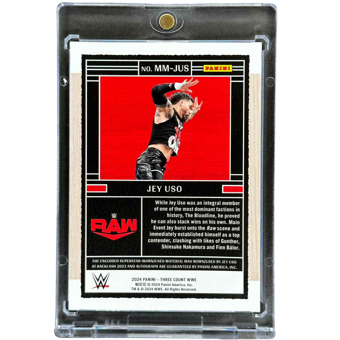 Jey Uso 2024 Three Count Memorabilia Auto 6/49 #MM-JUS
