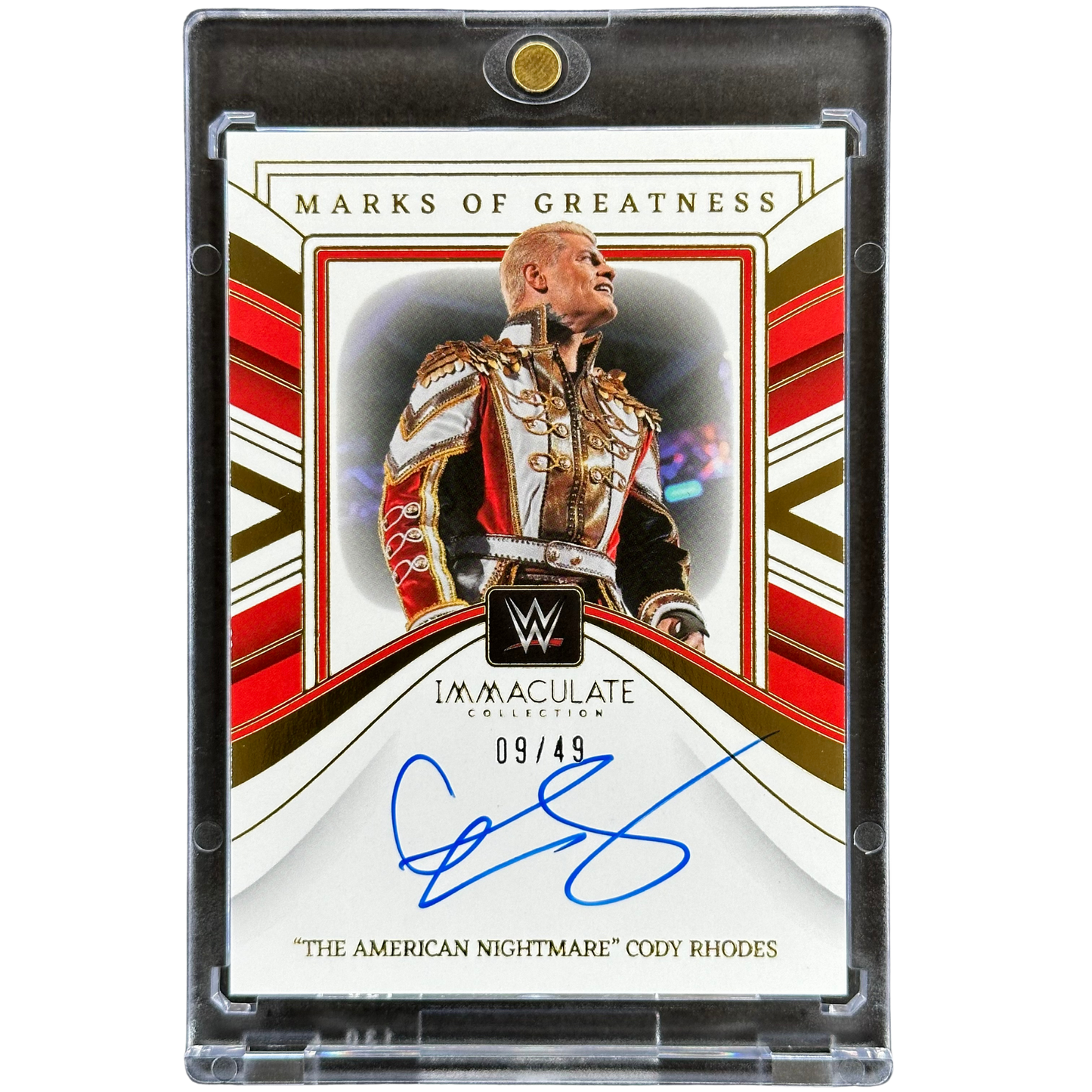 "The American Nightmare" Cody Rhodes 2023 Immaculate Marks of Greatness Auto 9/49 #MG-CRD
