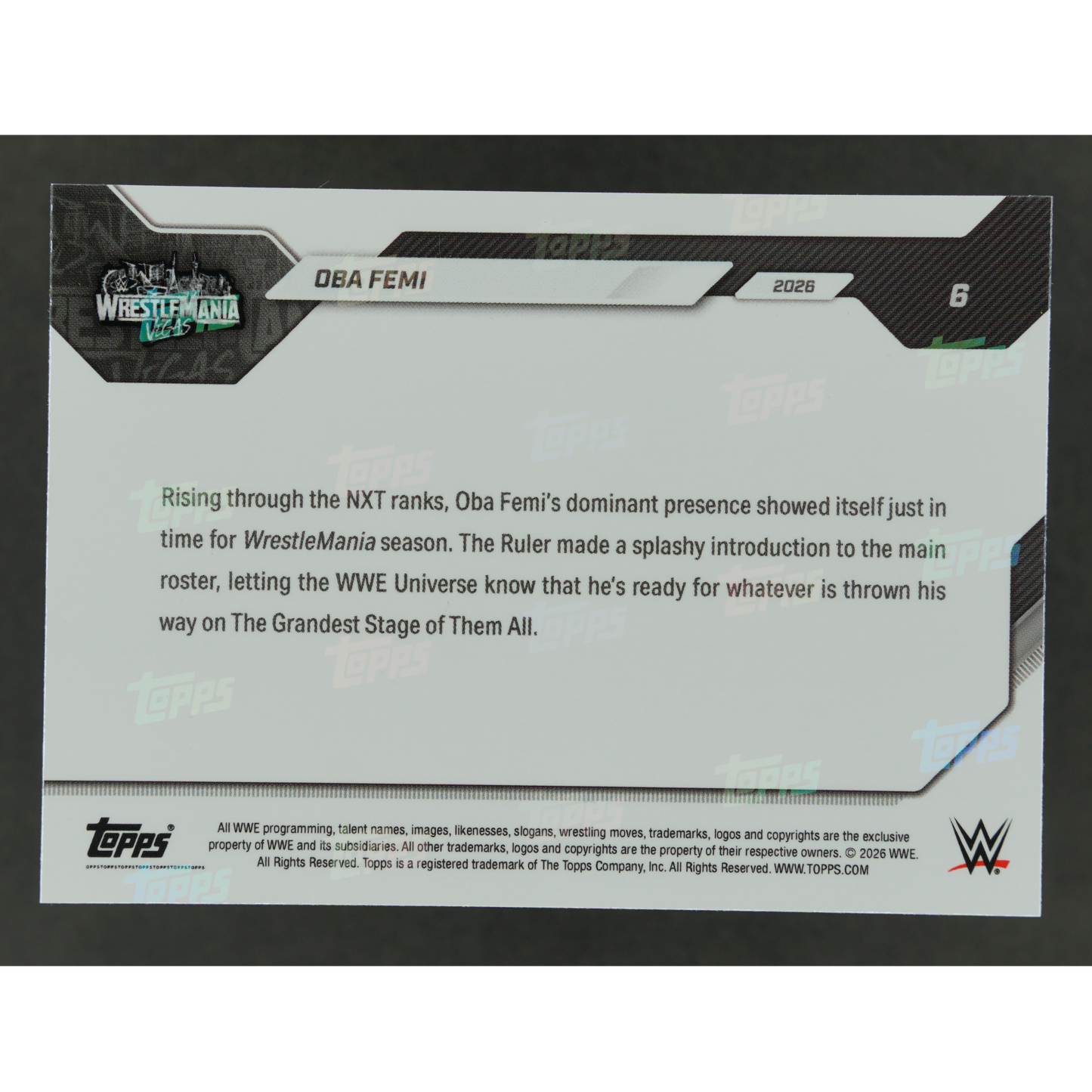 Oba Femi 2026 Topps Now Wrestlemania Vegas #6