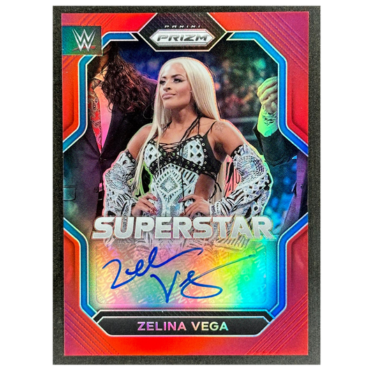 Zelina Vega 2023 Prizm Auto Superstar Red 28/99 #SA-ZLV