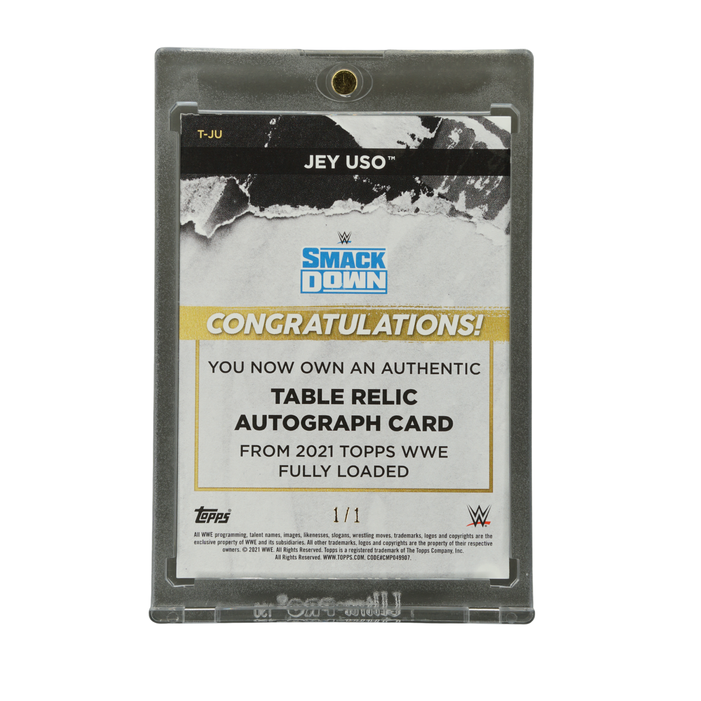 Jey Uso 2021 Fully Loaded 1/1 Memorabilia Table Relic Auto #T-JU