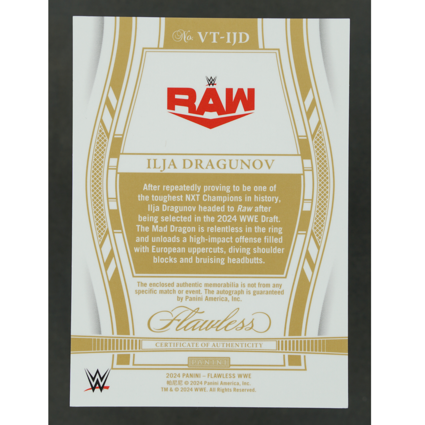 Ilja Dragunov 2024 Flawless Memorabilia Auto 24/25 #VT-IJD