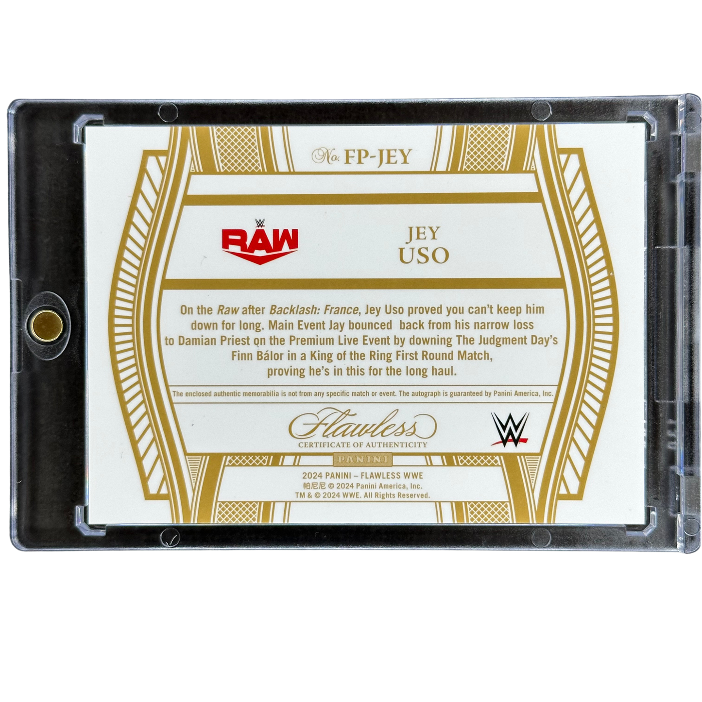 Jey Uso 2024 Flawless Memorabilia Auto 3/8 #FP-JEY