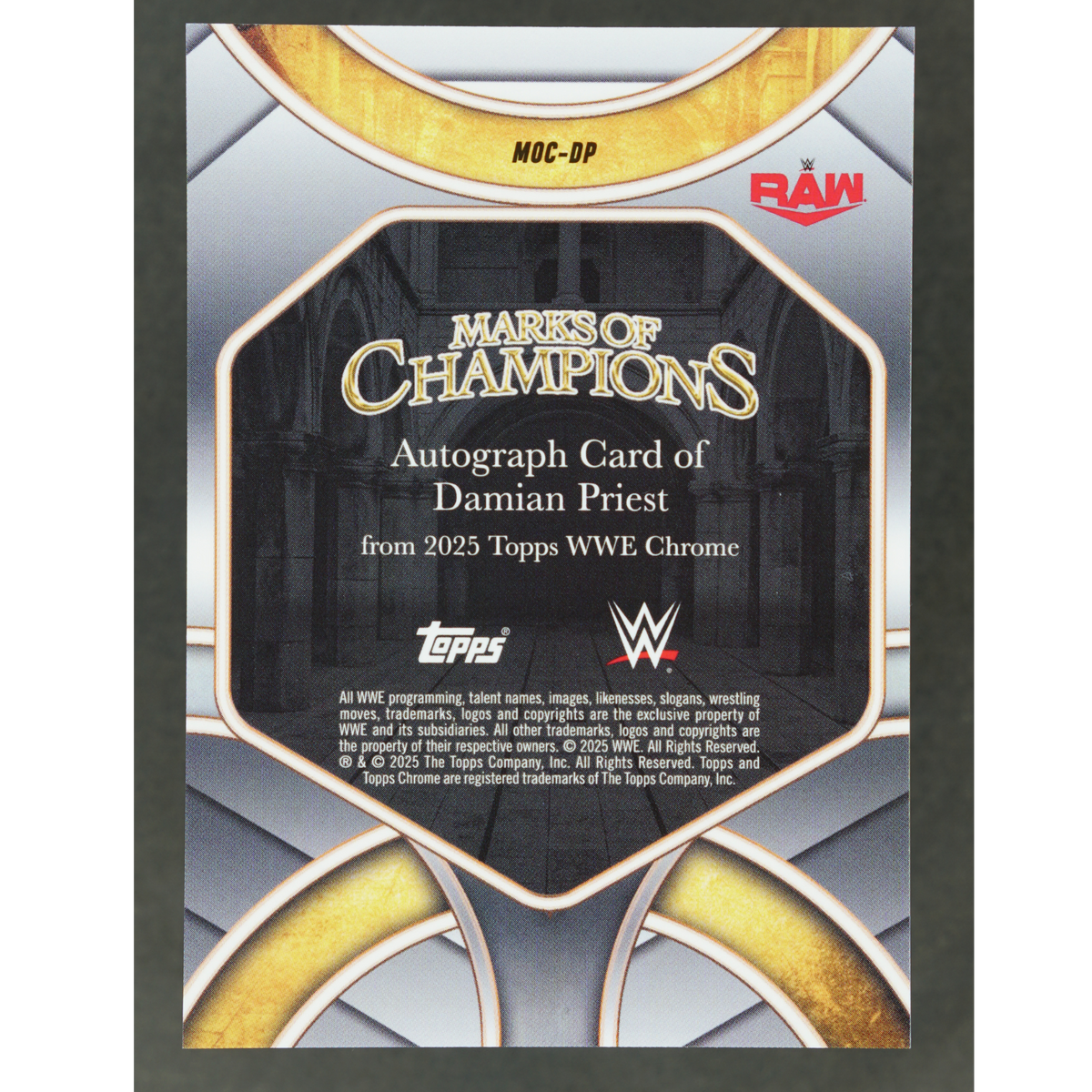 Damian Priest 2025 Chrome Marks of Champions Auto 73/150 #MOP-DP