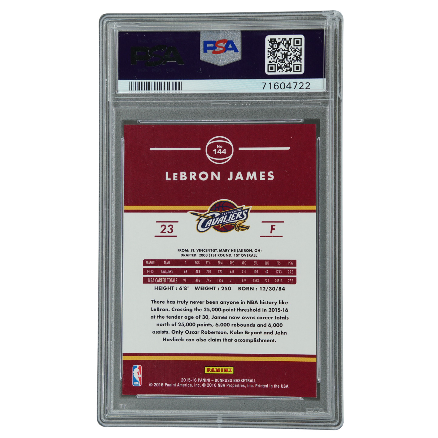 Lebron James 2015 Donruss Points 51/253 PSA 9 #144