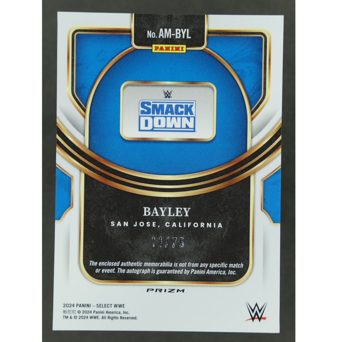 Bayley 2024 Select Memorabilia Auto 11/75 #AM-BYL