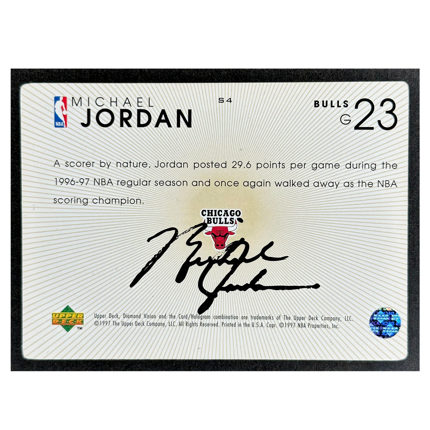 Michael Jordan 1997 UD Diamond Vision Signature Moves #S4