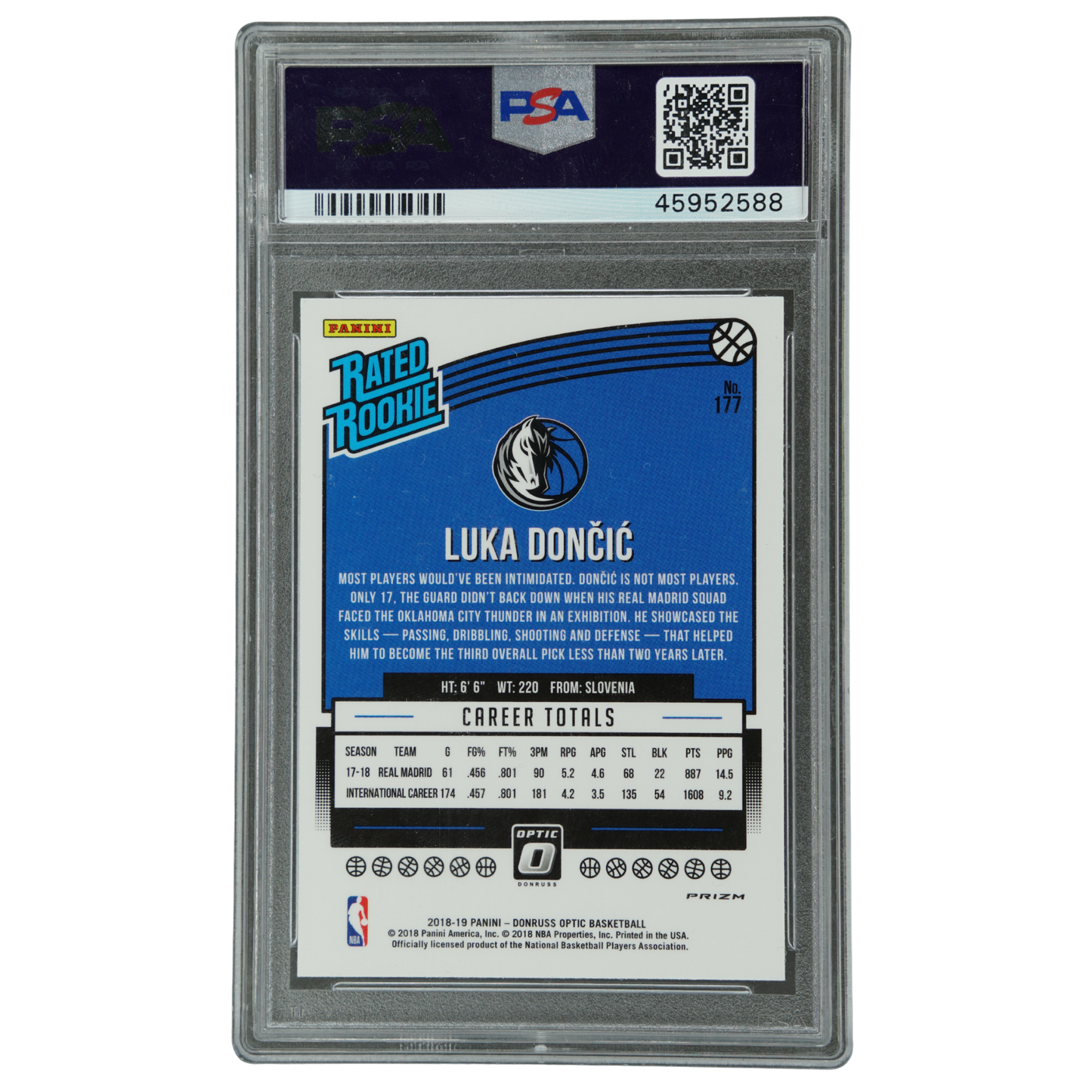 Luka Doncic 2018 Optic Shock RC PSA 9 #177