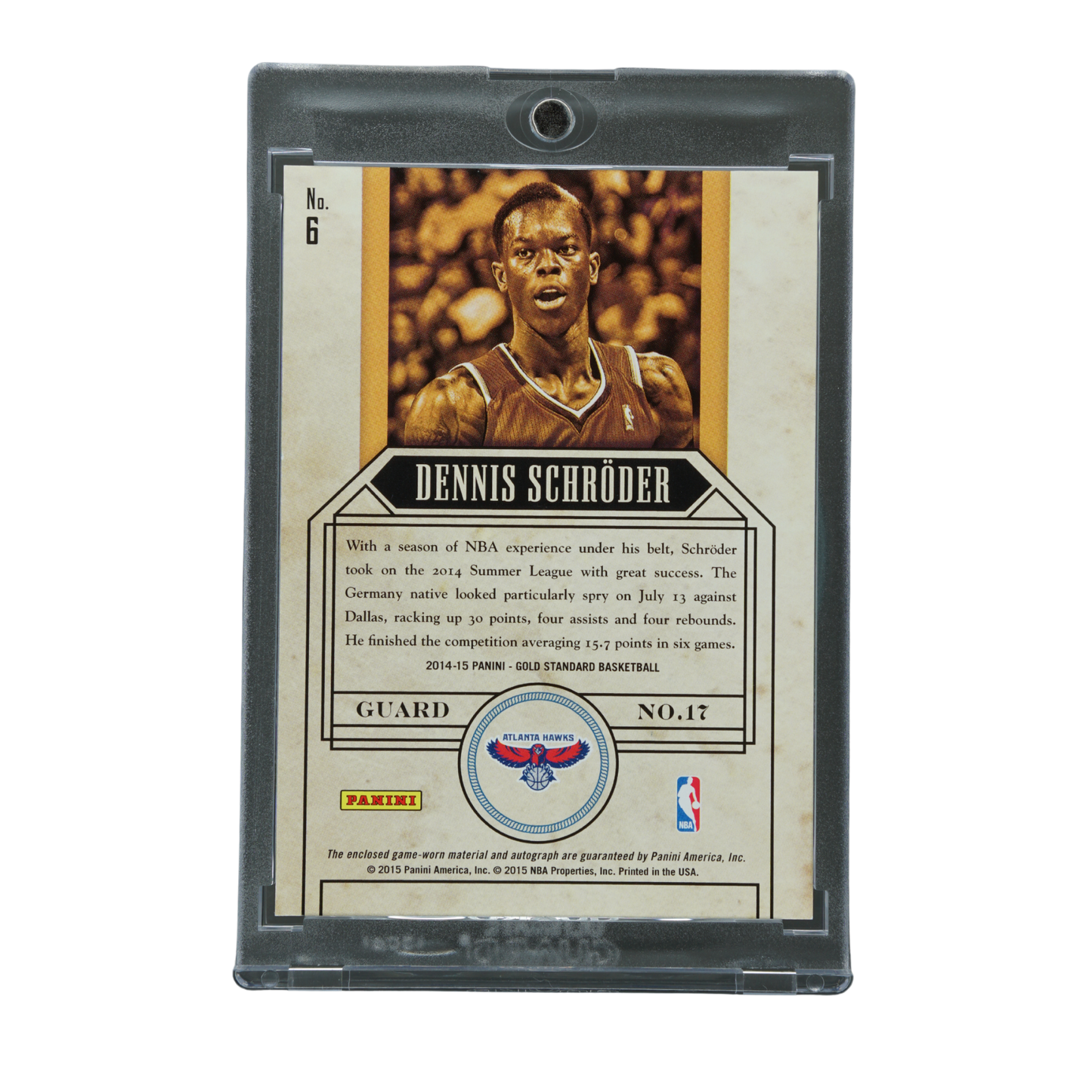 Dennis Schröder 2015 Gold Standard Jersey Auto 142/199 #6