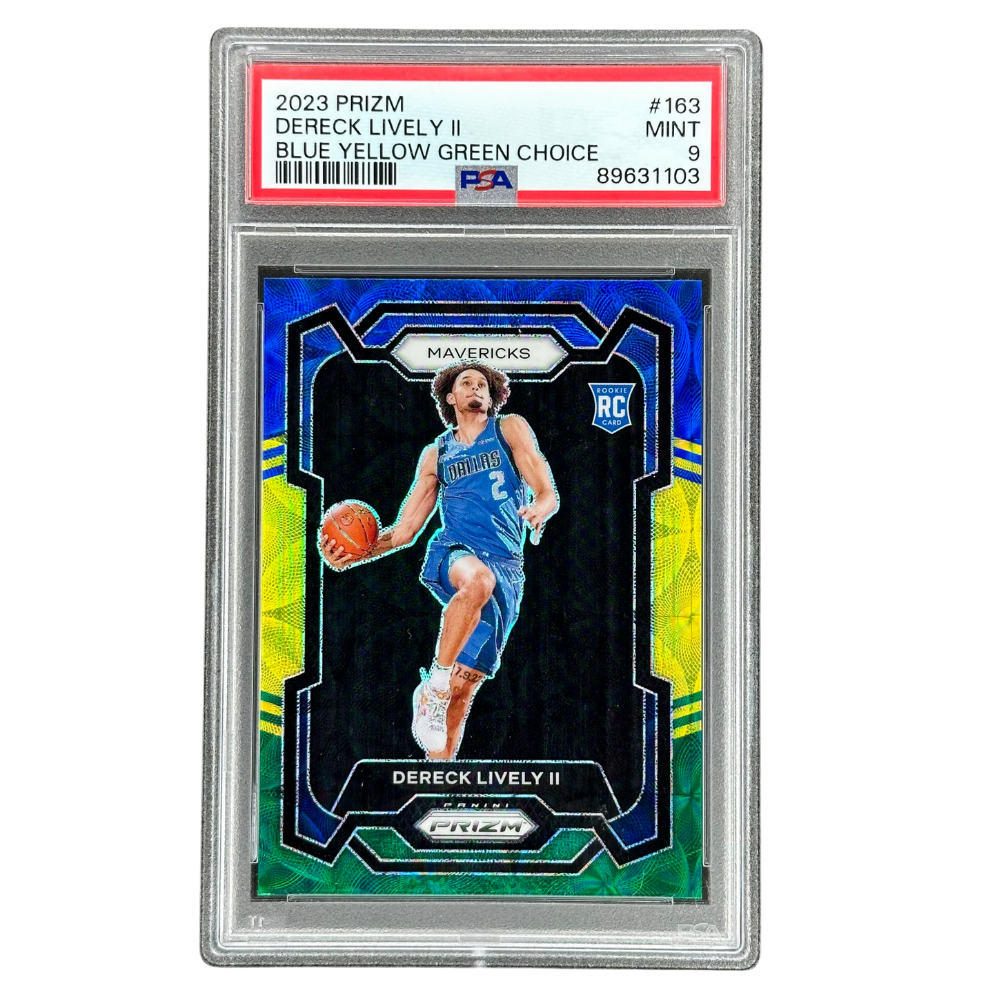 Dereck Lively II 2023 Prizm Blue Yellow Green Choice RC Rookie Card PSA 9 #163