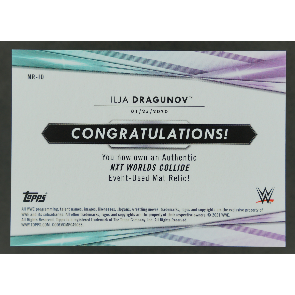 Ilja Dragunov 2021 NXT Worlds Collide Memorabilia #MR-ID