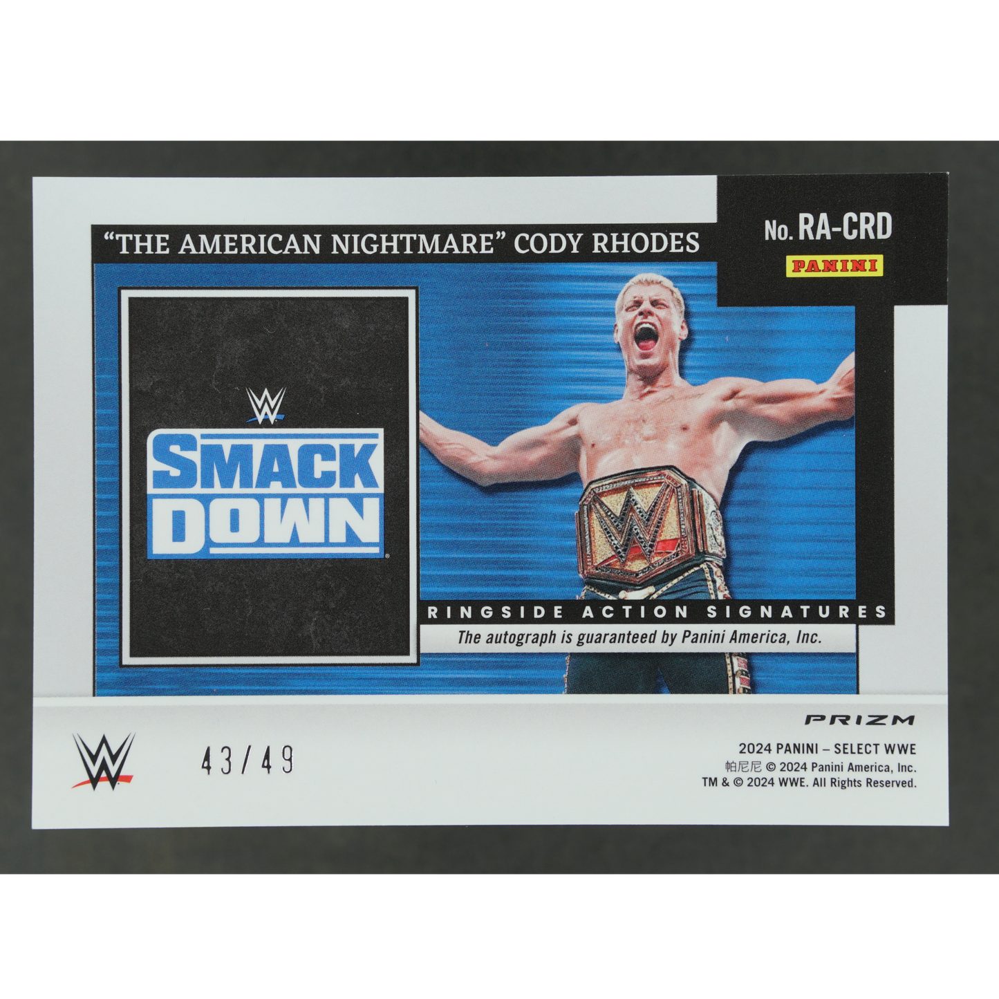Cody Rhodes 2024 Select Ringside Action Signatures Blue 43/49 #RA-CRD