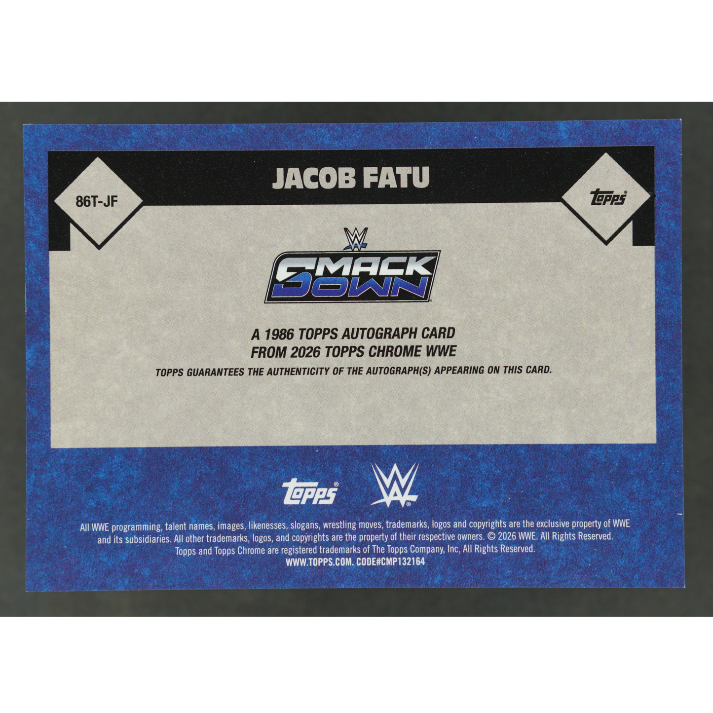 Jacob Fatu 2026 Chrome 1986 Topps Sapphire Superstar Auto #86T-JF