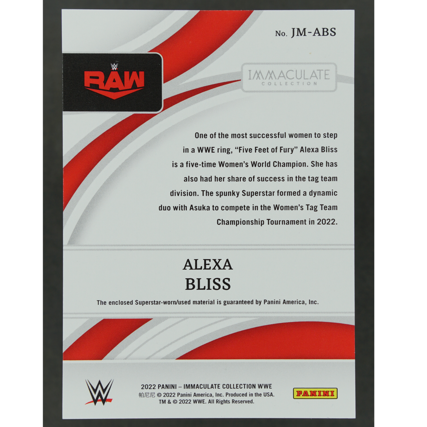 Alexa Bliss 2022 Immaculate Shirt Memorabilia 43/50 #JM-ABS