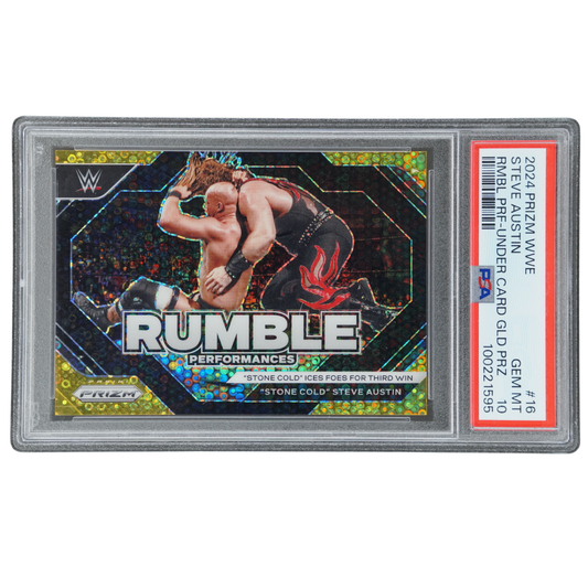 "Stone Cold" Steve Austin 2024 Prizm Rumble Performances Gold 3/10 PSA 10 #16