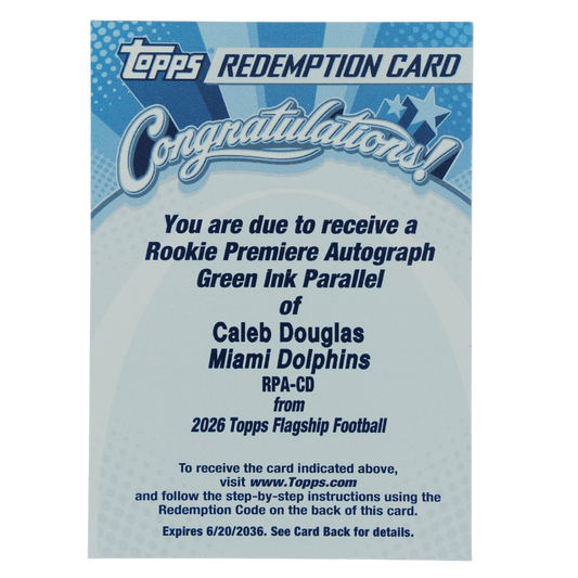 Caleb Douglas 2026 Topps Flagship Redemption Green Ink