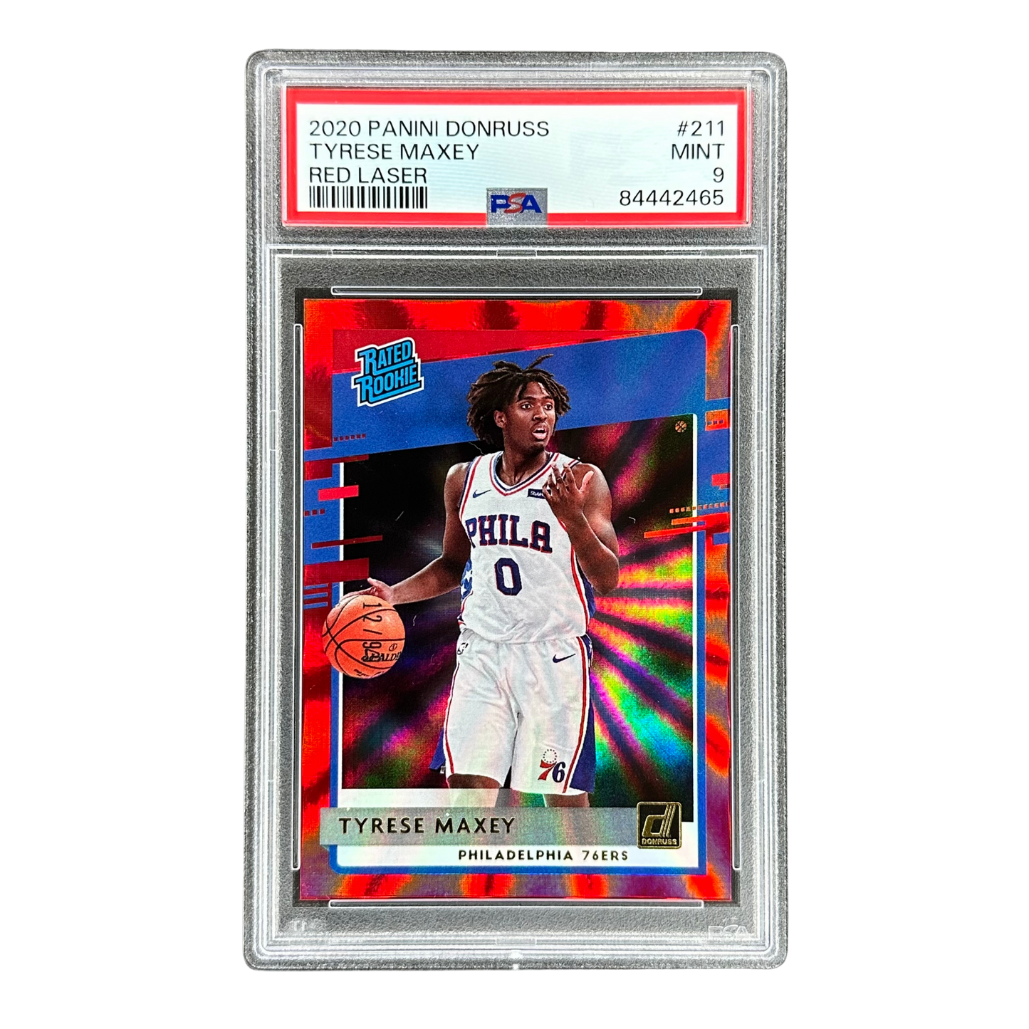 Tyrese Maxey 2020 Donruss Red Laser 12/99 RC Rookie Card PSA 9 #211