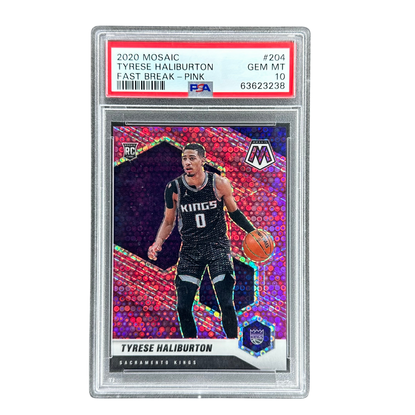 Tyrese Haliburton 2020 Mosaic Fast Break Pink RC Rookie Card 12/20 PSA 10 #204