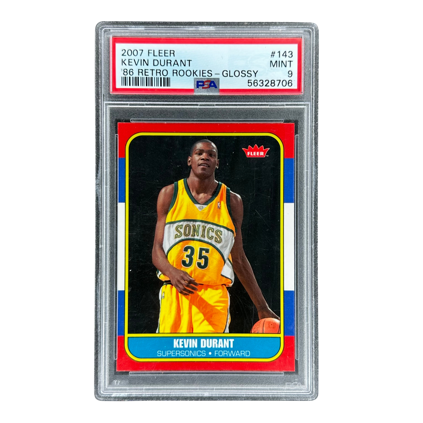 Kevin Durant 2007 Fleer 1986 Retro Rookies Glossy RC PSA 9 #143