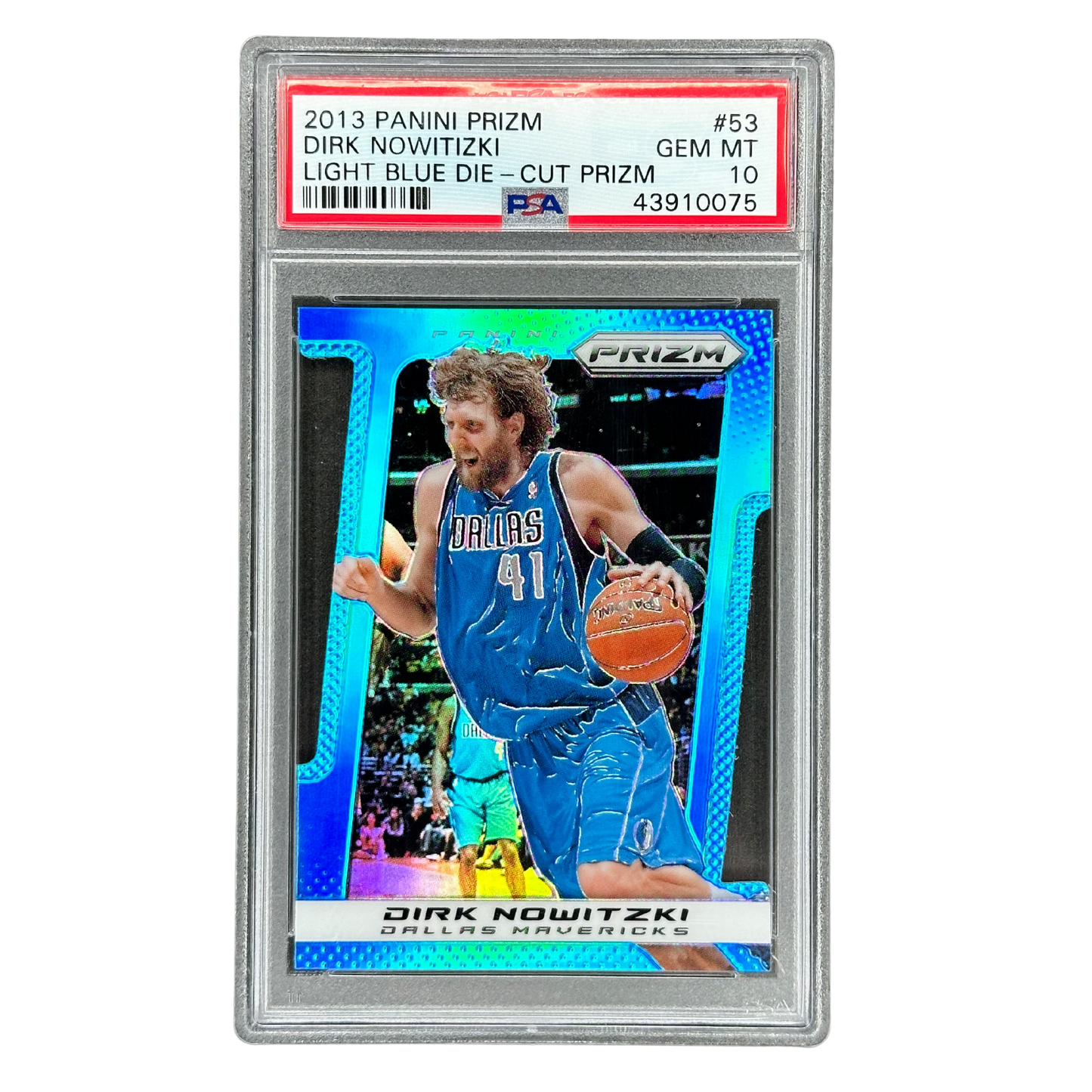 Dirk Nowitzki 2013 Prizm Light Blue Die Cut 180/199 PSA 10 #53