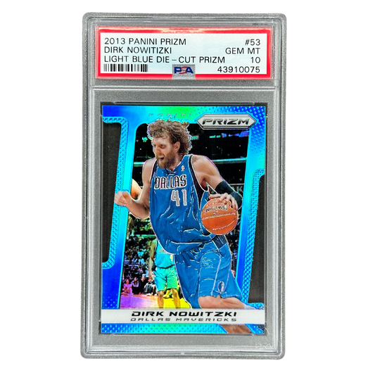 Dirk Nowitzki 2013 Prizm Light Blue Die Cut 180/199 PSA 10 #53