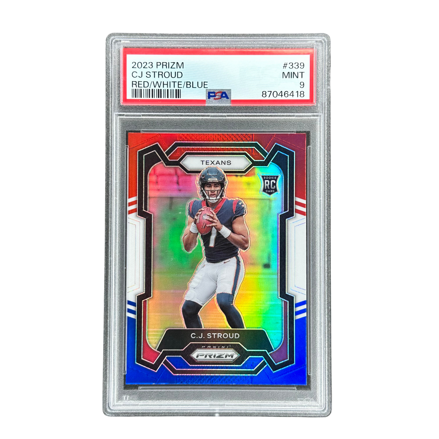 CJ Stroud 2023 Prizm Red White Blue RC Rookie Card PSA 9 #339