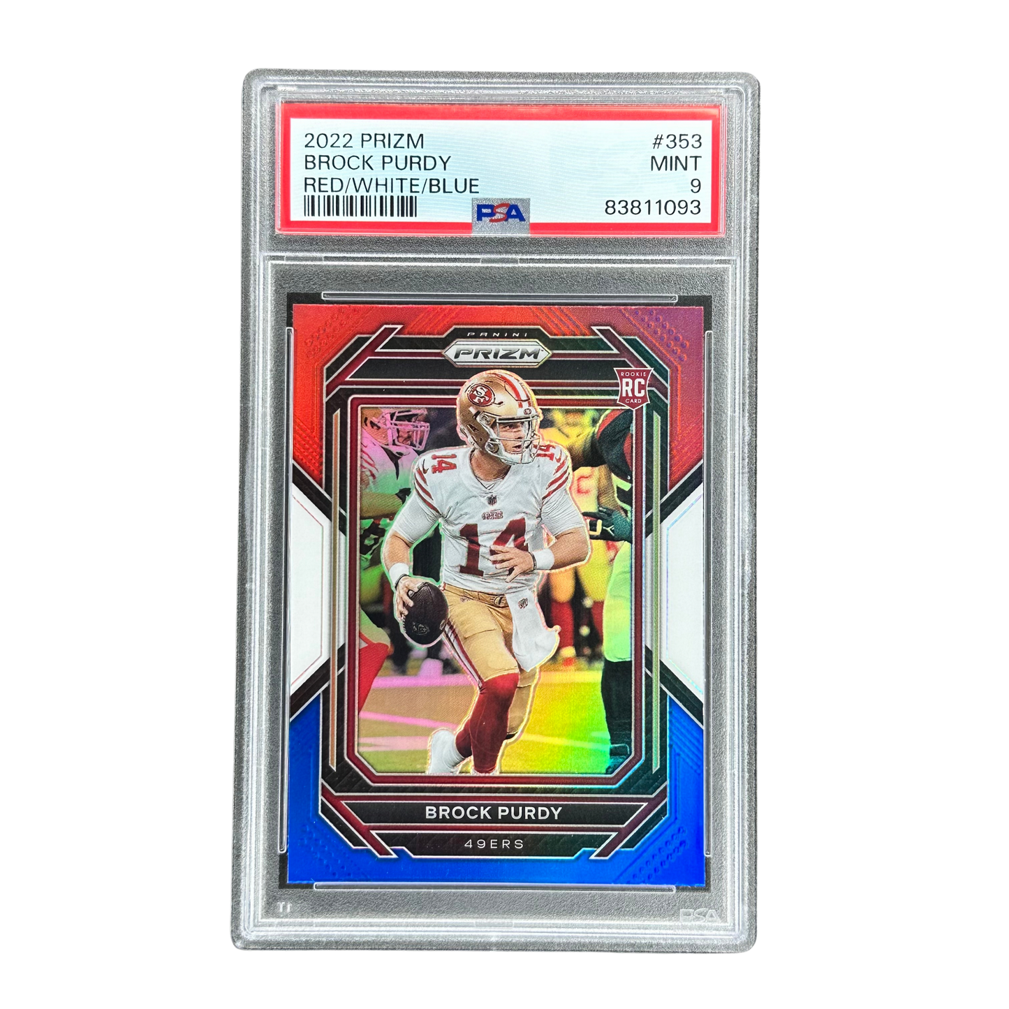 Brock Purdy 2022 Prizm Red White Blue RC Rookie Card PSA 9 #353