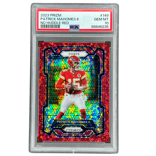 Patrick Mahomes 2023 Prizm No Huddle Red 69/70 PSA 10 #149