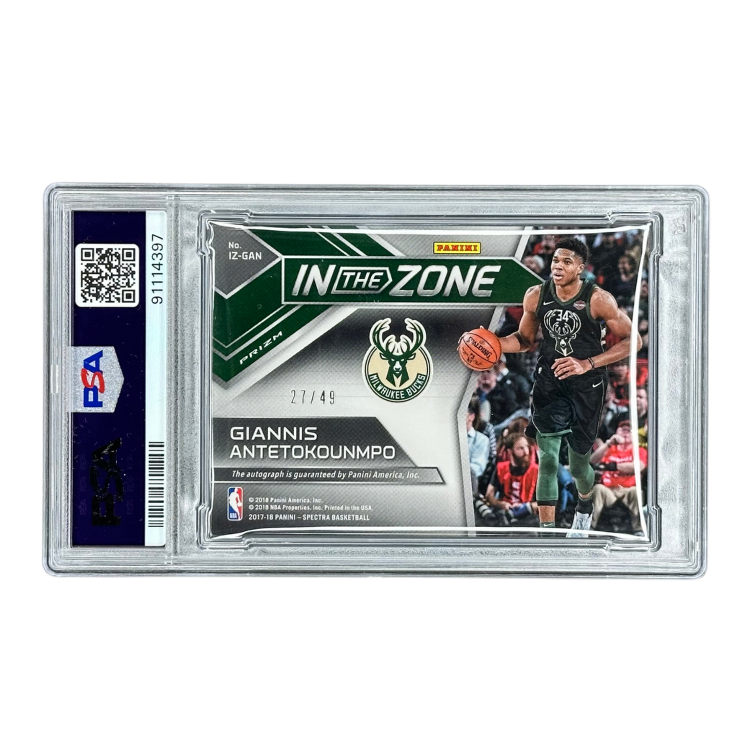 Giannis Antetokounmpo 2017 Spectra In the Zone Auto 27/49 PSA 8 #GAN