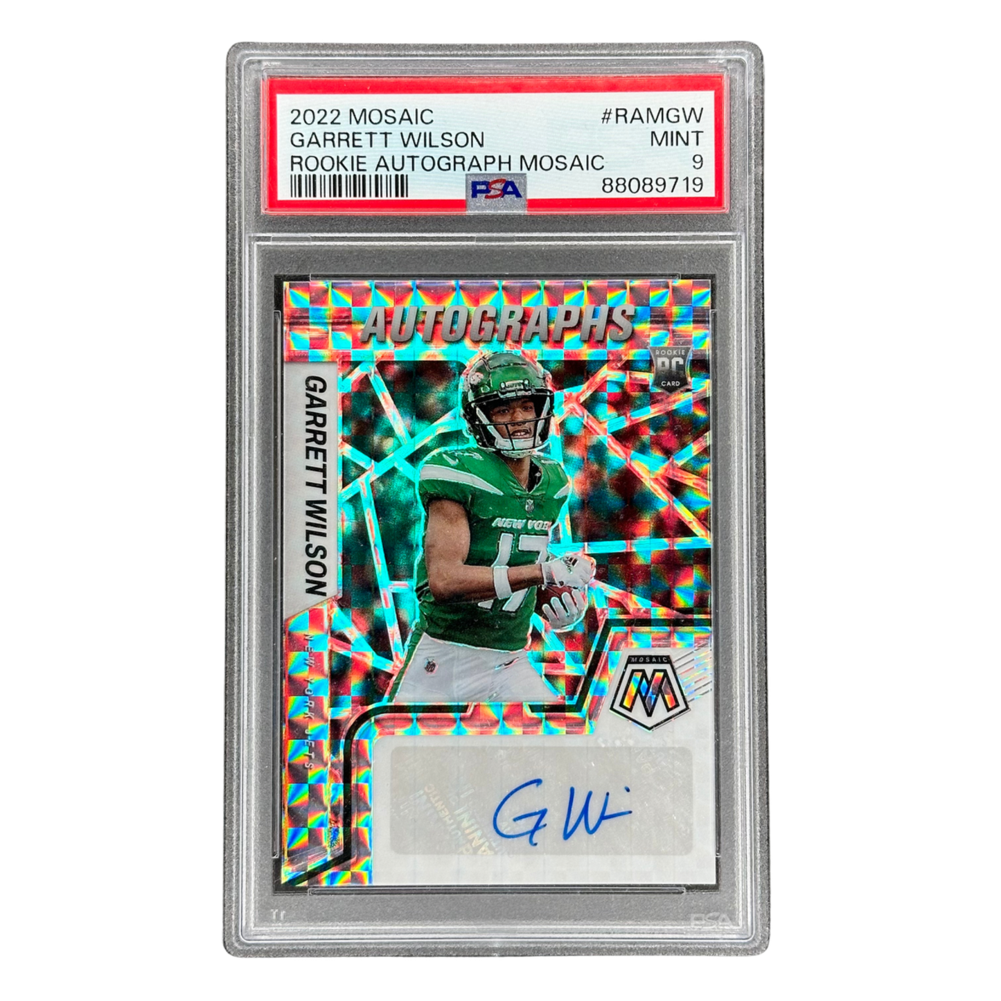 Garrett Wilson 2022 Mosaic RC Rookie Autograph PSA 9 #RAMGW