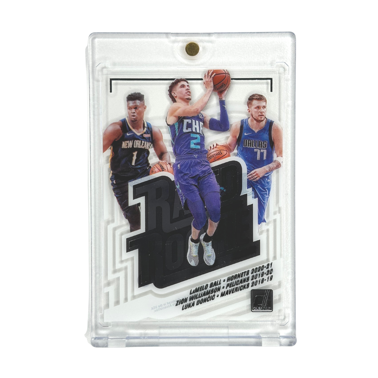 Lamelo Ball, Zion Williamson, Luka Doncic 2020 Clearly Donruss Rated Rookie #1