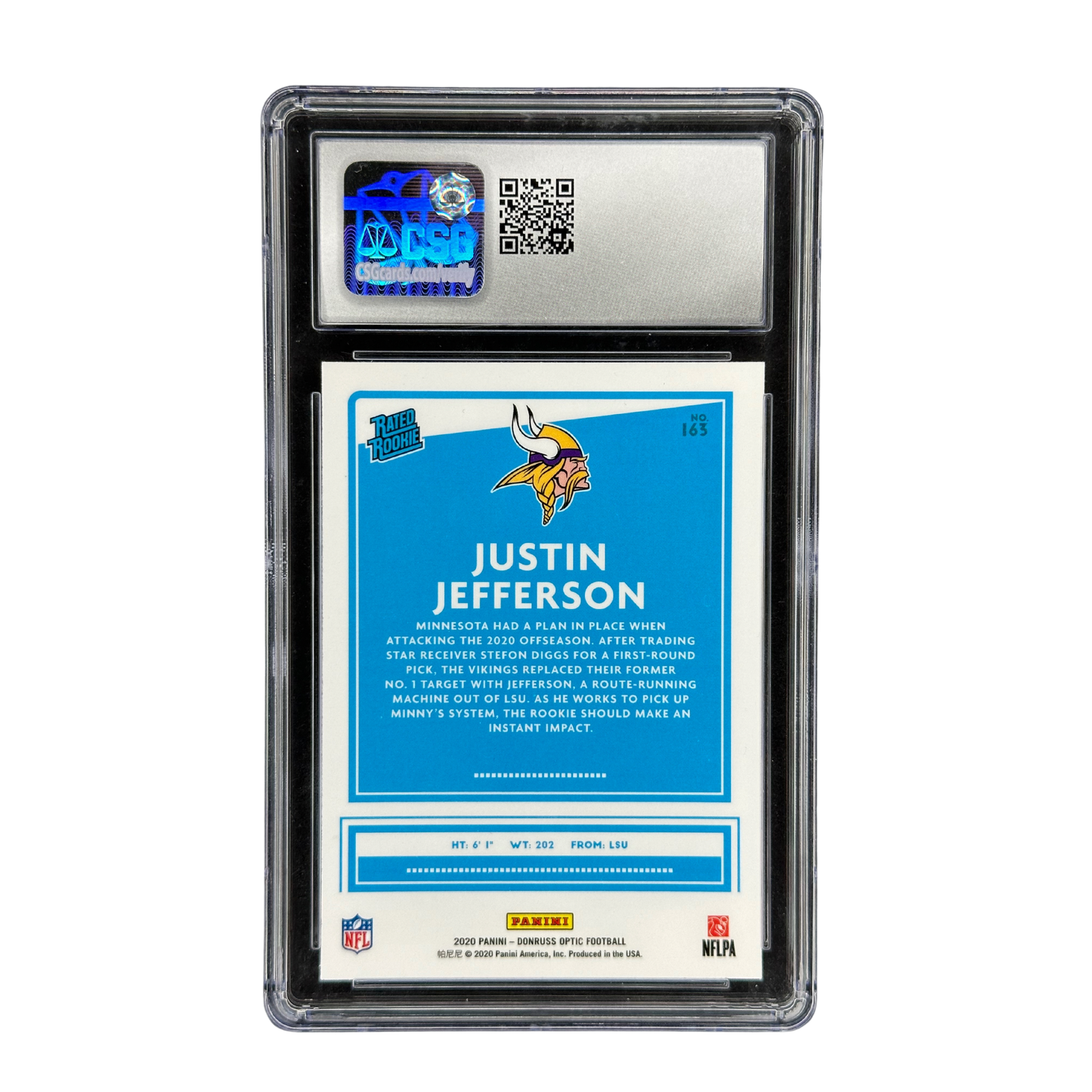 Justin Jefferson 2020 Optic Rated Rookie RC CSG 9 #163