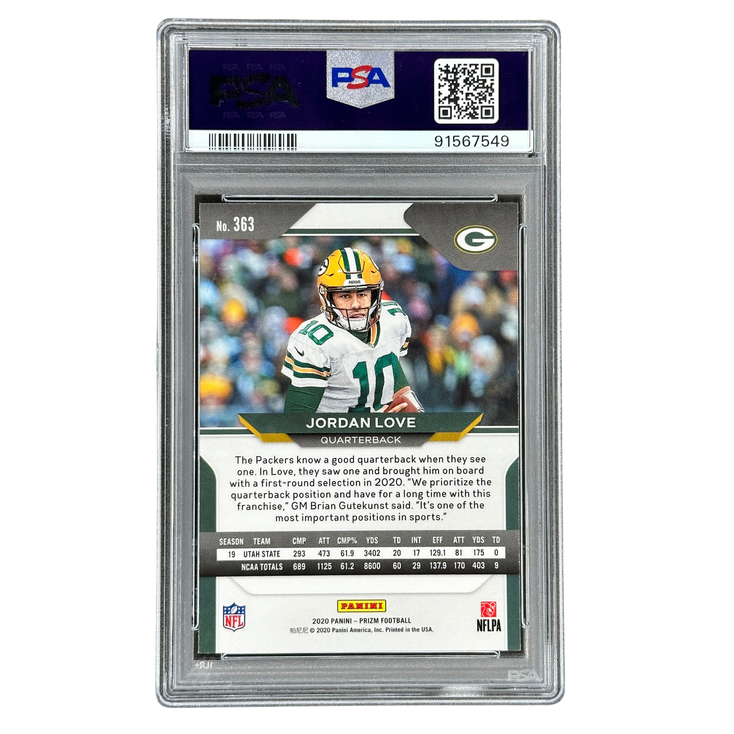 Jordan Love 2020 Prizm RC Rookie Card PSA 10 #363