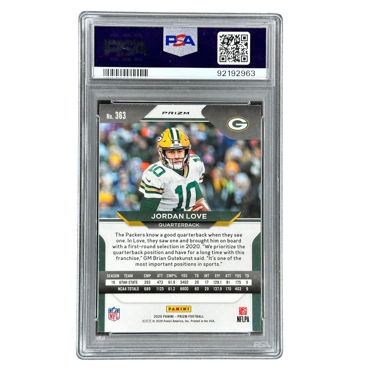 Jordan Love 2020 Ptizm Red/White/Blue RC Rookie Card PSA 10 #363