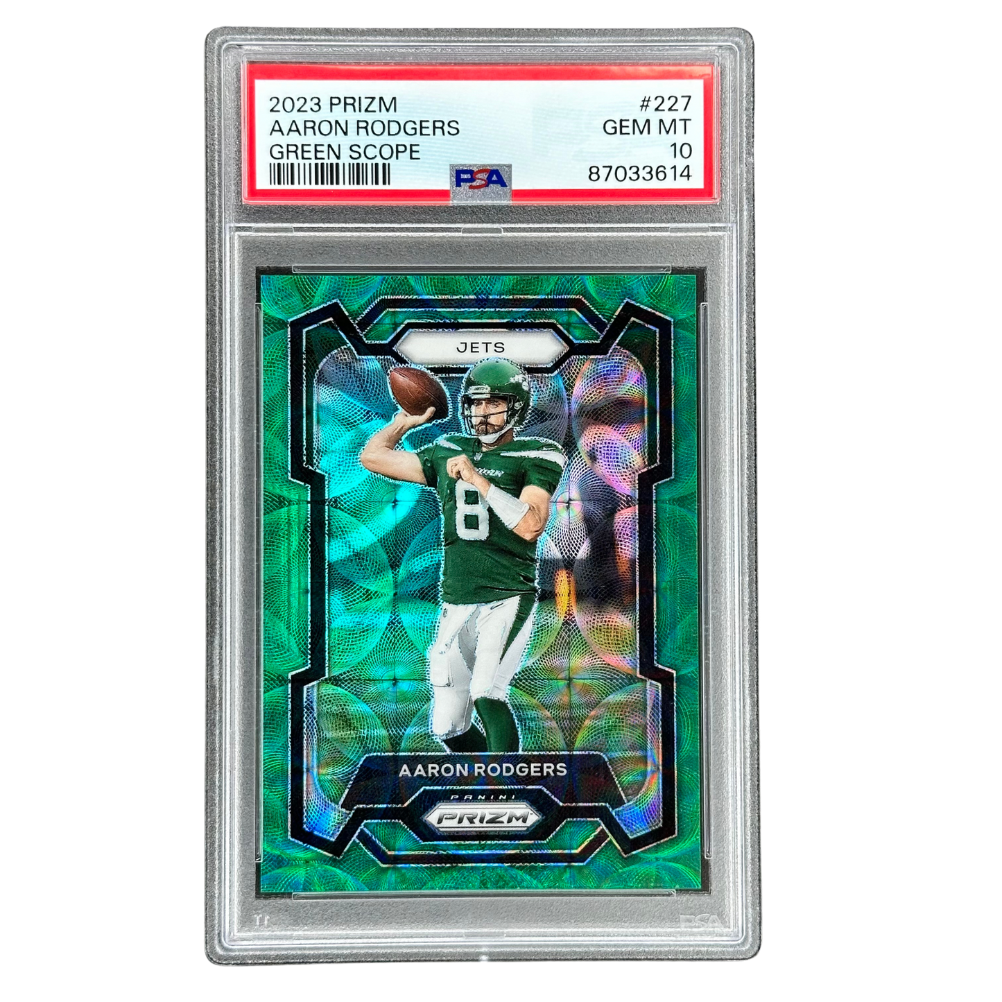 Aaron Rodgers 2023 Prizm Green Scope 51/75 PSA 10 #227