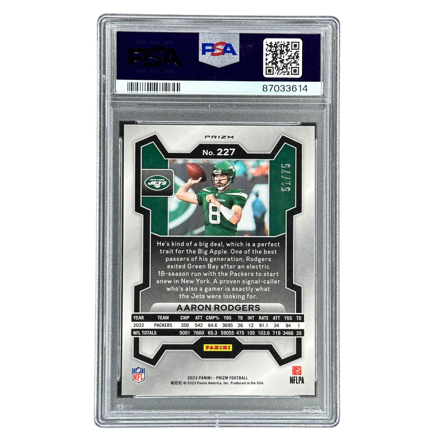 Aaron Rodgers 2023 Prizm Green Scope 51/75 PSA 10 #227