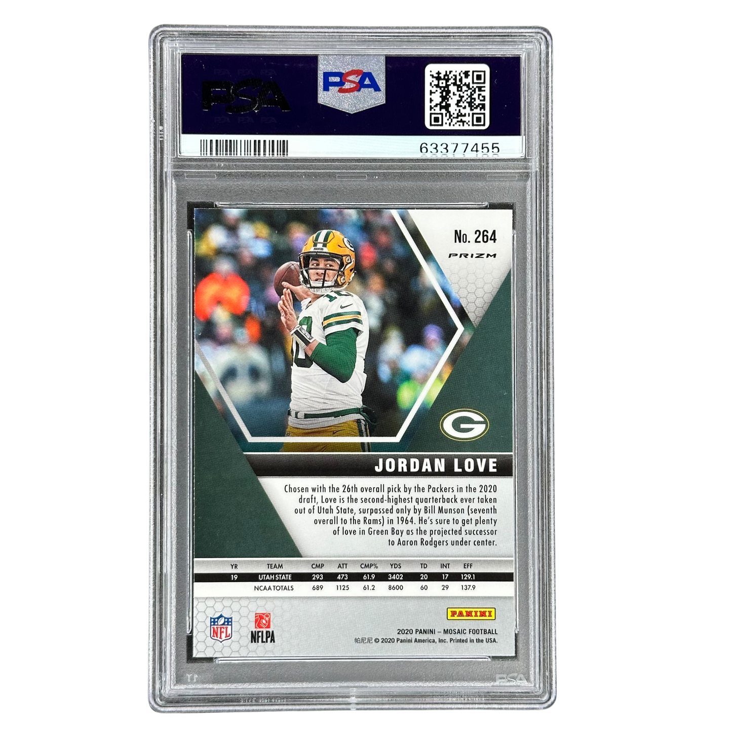 Jordan Love 2020 Mosaic Reactive Gold RC Rookie Card PSA 10 #264