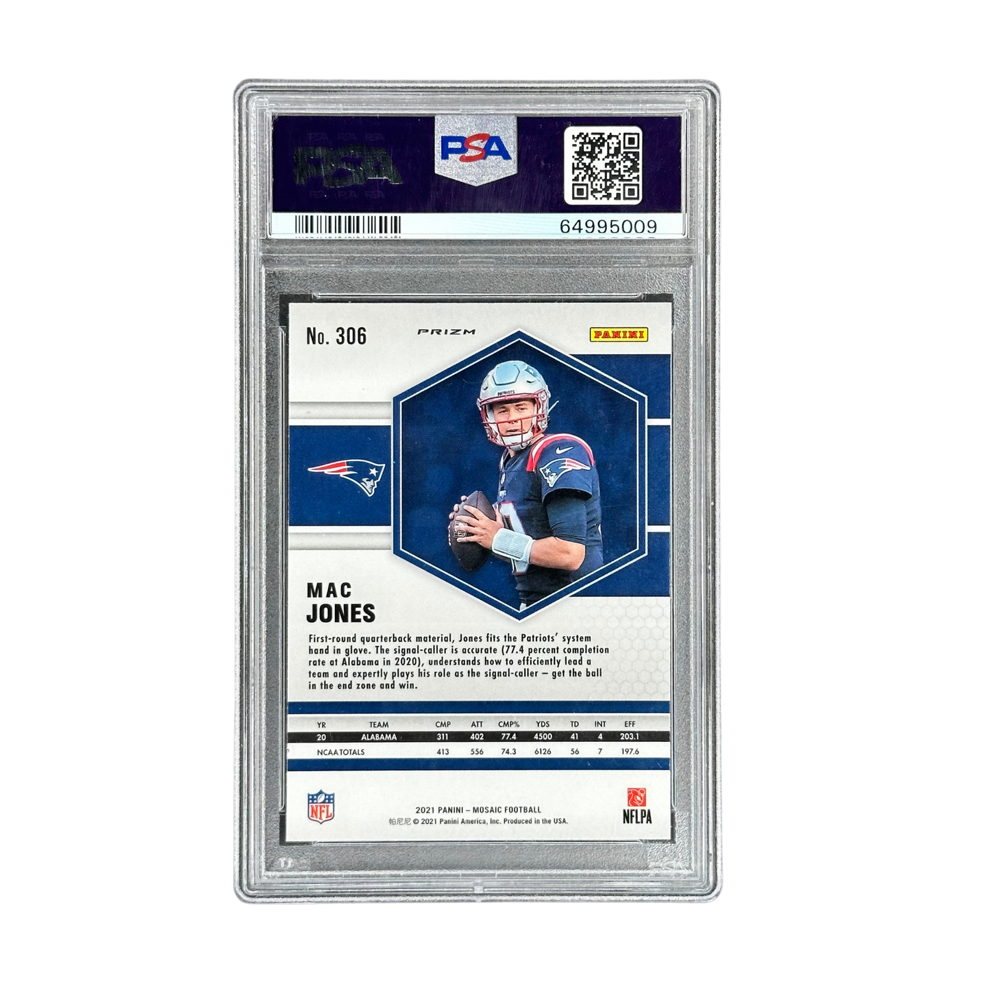 Mac Jones 2021 Mosaic No Huddle Silver RC Rookie Card PSA 10