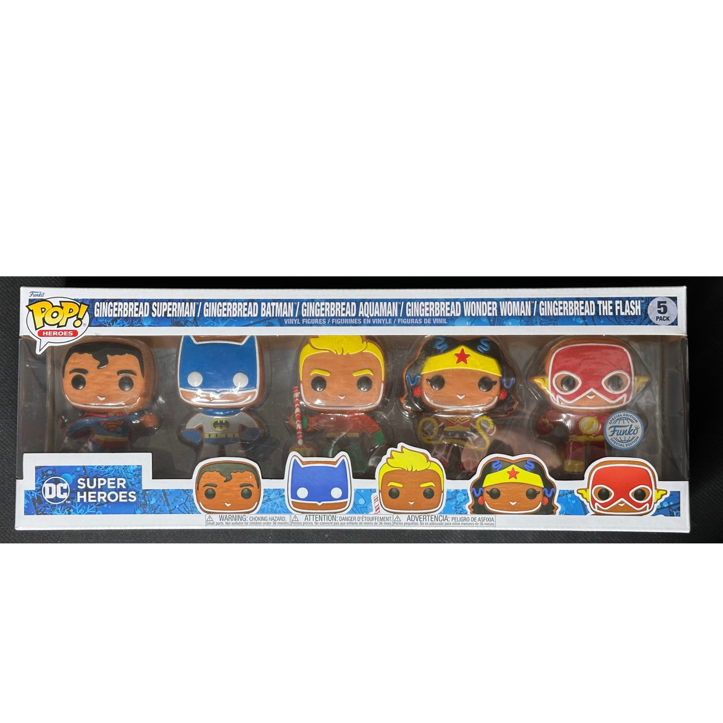 Funko Pop! DC 5 Pack Gingerbread Superman, Batman, Aquaman, Wonderwoman, the Flash