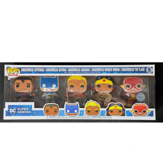 Funko Pop! DC 5 Pack Gingerbread Superman, Batman, Aquaman, Wonderwoman, the Flash