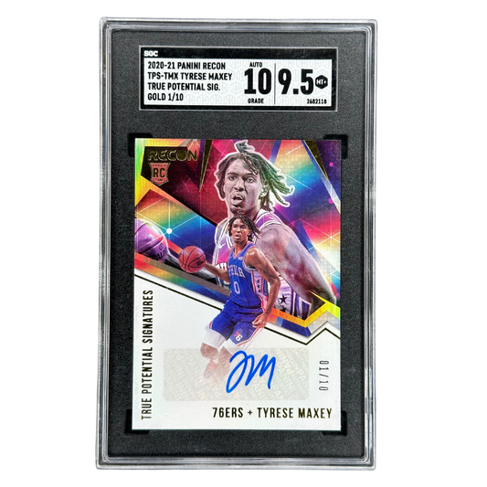 Tyrese Maxey 2020 Recon True Potential Signatures Gold SGC 9.5 Auto Grade 10 RC 1/10 #TPS-TMX