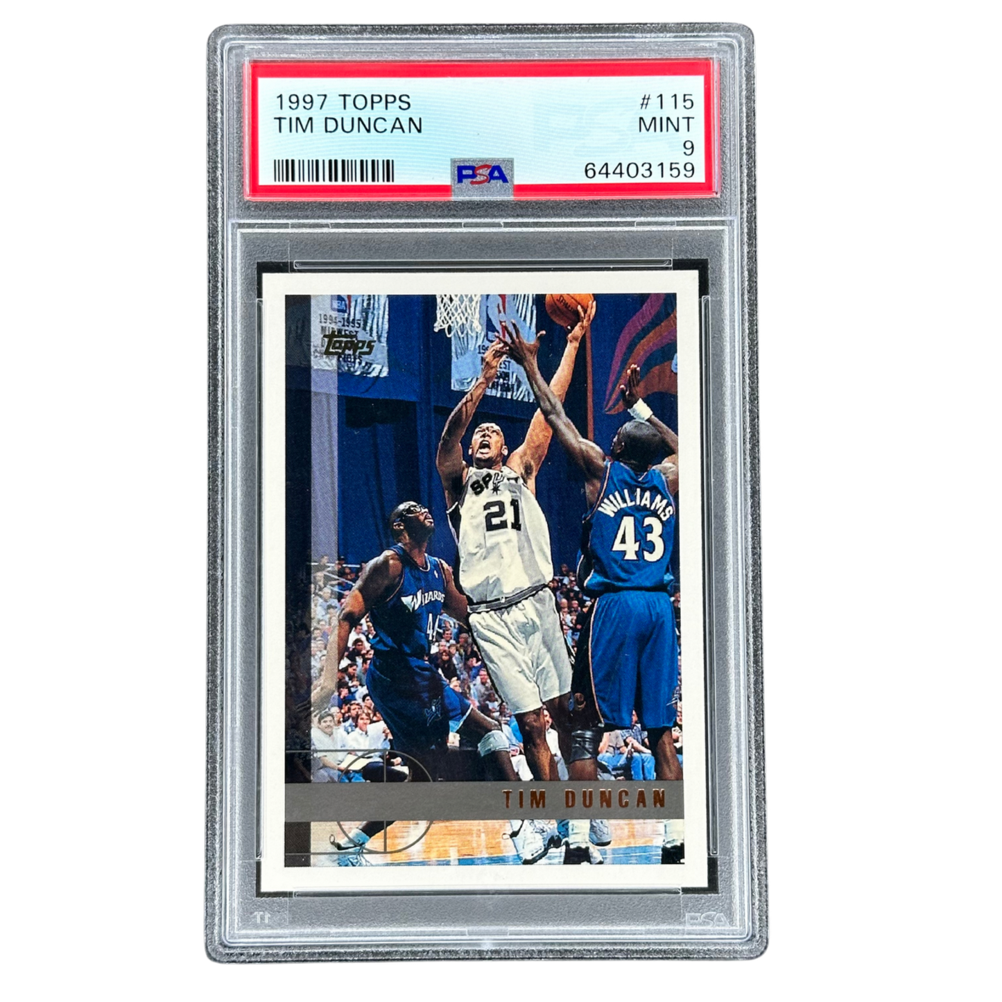 Tim Duncan 1997 Topps RC Rookie Card PSA 9 #115