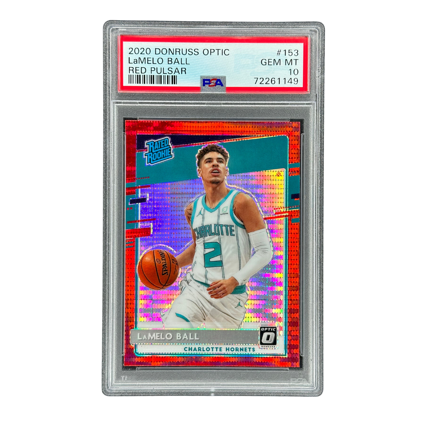 Lamelo Ball 2020 Donruss Optic Red Pulsar Rated Rookie RC Card PSA 10 #153